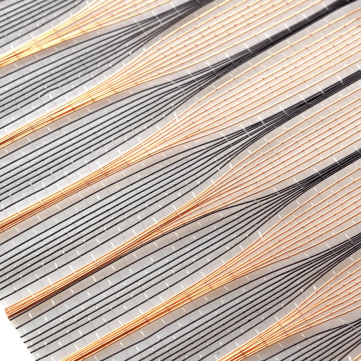 Directional metal mesh texture used to compare openness, profile and viewing angle