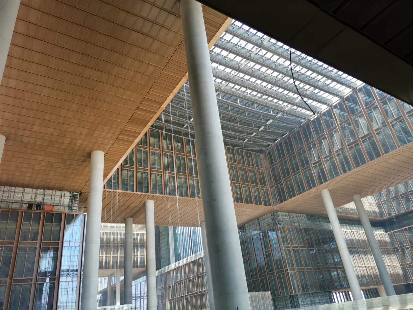 Large-space architectural metal mesh ceiling installation project reference