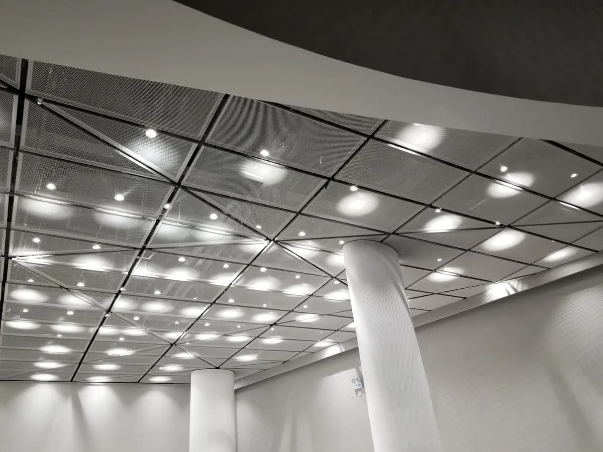 Commercial park metal mesh ceiling application detail